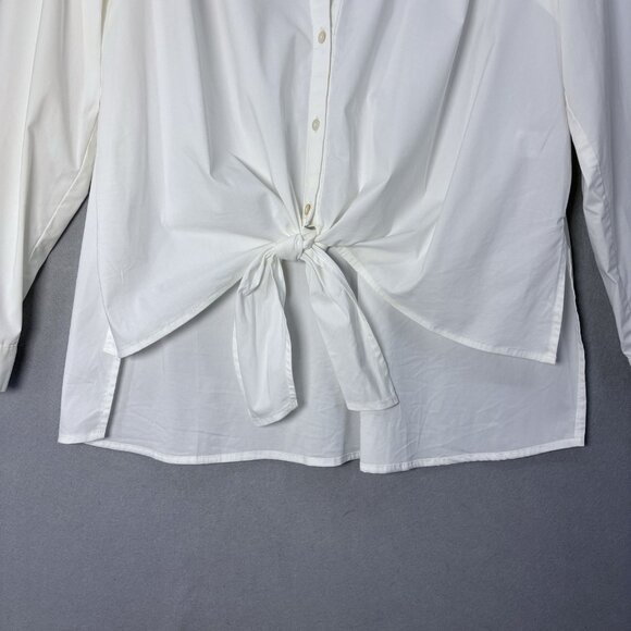 J Jill Long Sleeve WHITE SHIRT COLLECTION Blouse Tie Front XL Casual Work Staple - Picture 3 of 12